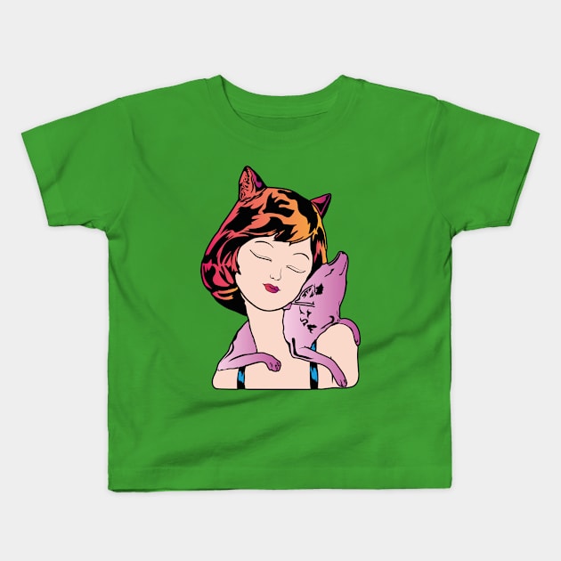 Cute Girl with Dog Kids T-Shirt by SVGdreamcollection